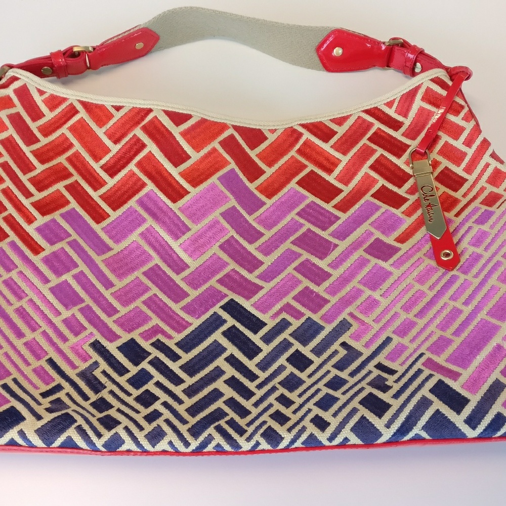 Cole Haan | Multi color stitched material satchel